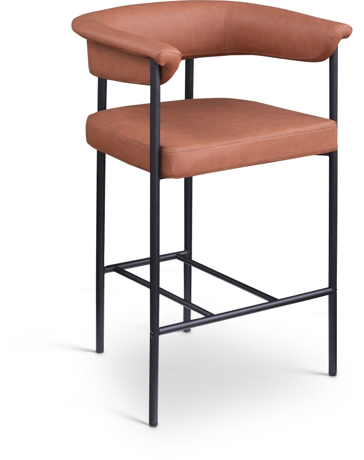 Malin Vegan Leather Upholstered Counter Stool — 428-C - Cognac - 428Cognac-C