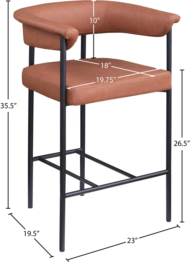 Malin Vegan Leather Upholstered Counter Stool — 428-C - Cognac - 428Cognac-C Dim