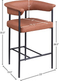 Malin Vegan Leather Upholstered Counter Stool — 428-C - Cognac - 428Cognac-C Dim