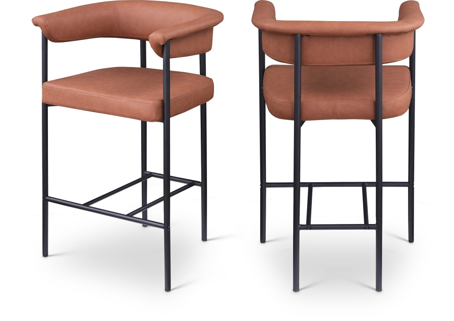 Malin Vegan Leather Upholstered Counter Stool — 428-C - Cognac - 428Cognac-C Double Chair