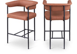 Malin Vegan Leather Upholstered Counter Stool — 428-C - Cognac - 428Cognac-C Double Chair