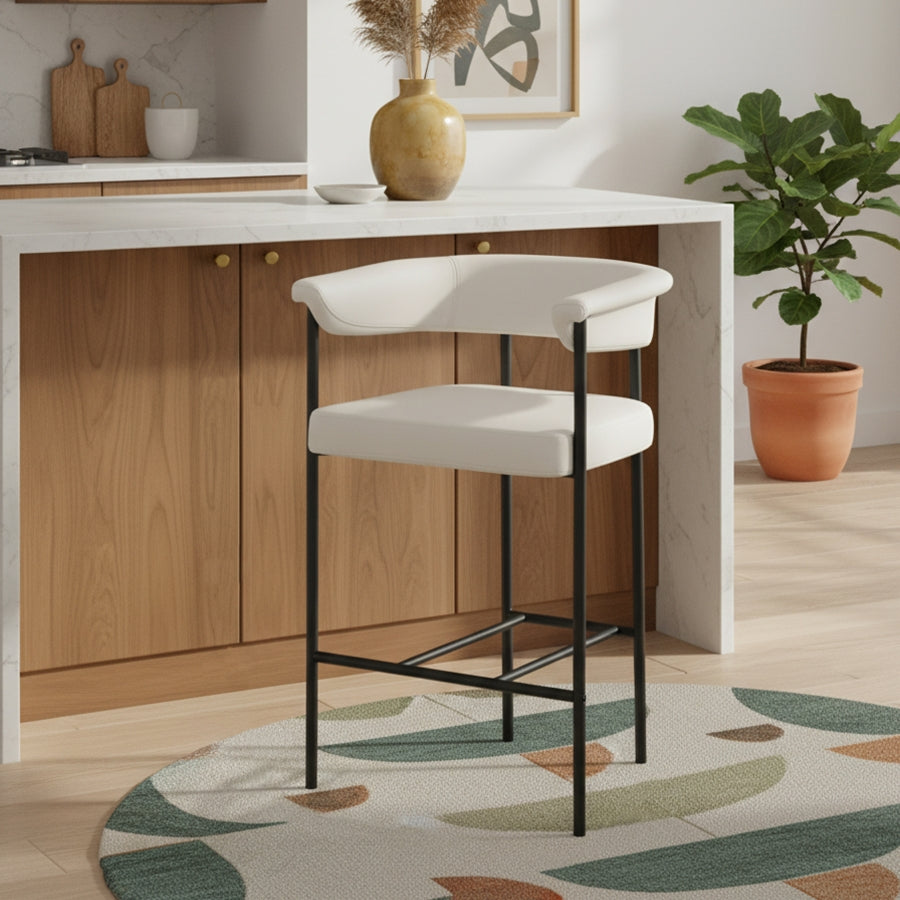 Malin Vegan Leather Upholstered Counter Stool — 428-C - Cream - 428Cream-C alternate view 1