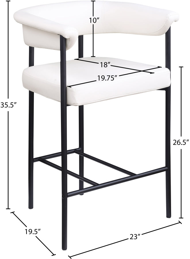 Malin Vegan Leather Upholstered Counter Stool — 428-C - Cream - 428Cream-C Dim