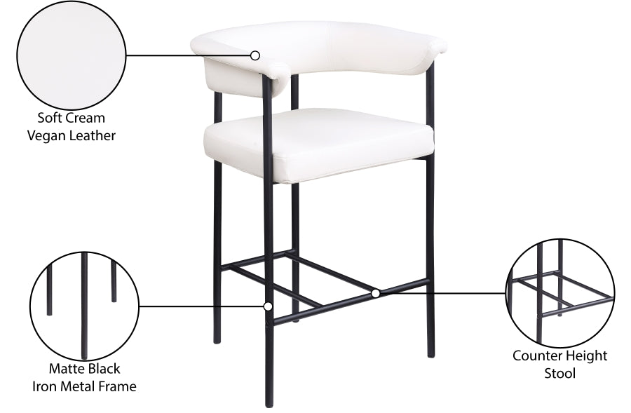 Malin Vegan Leather Upholstered Counter Stool — 428-C - Cream - 428Cream-C Infographic