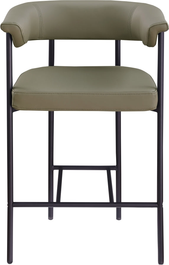 Malin Vegan Leather Upholstered Counter Stool — 428-C - Olive - 428Olive-C alternate view 2