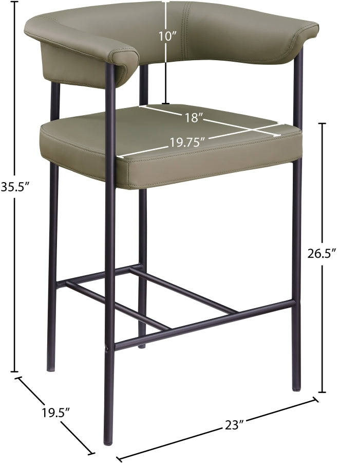 Malin Vegan Leather Upholstered Counter Stool — 428-C - Olive - 428Olive-C Dim