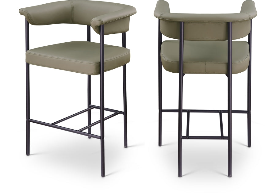 Malin Vegan Leather Upholstered Counter Stool — 428-C - Olive - 428Olive-C Double Chair