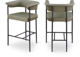 Malin Vegan Leather Upholstered Counter Stool — 428-C - Olive - 428Olive-C Double Chair