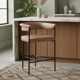 Malin Vegan Leather Upholstered Counter Stool — 428-C - Tan - 428Tan-C alternate view 1