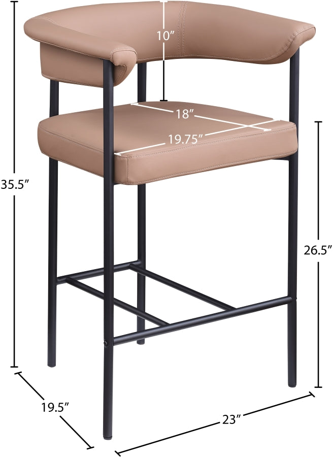 Malin Vegan Leather Upholstered Counter Stool — 428-C - Tan - 428Tan-C Dim