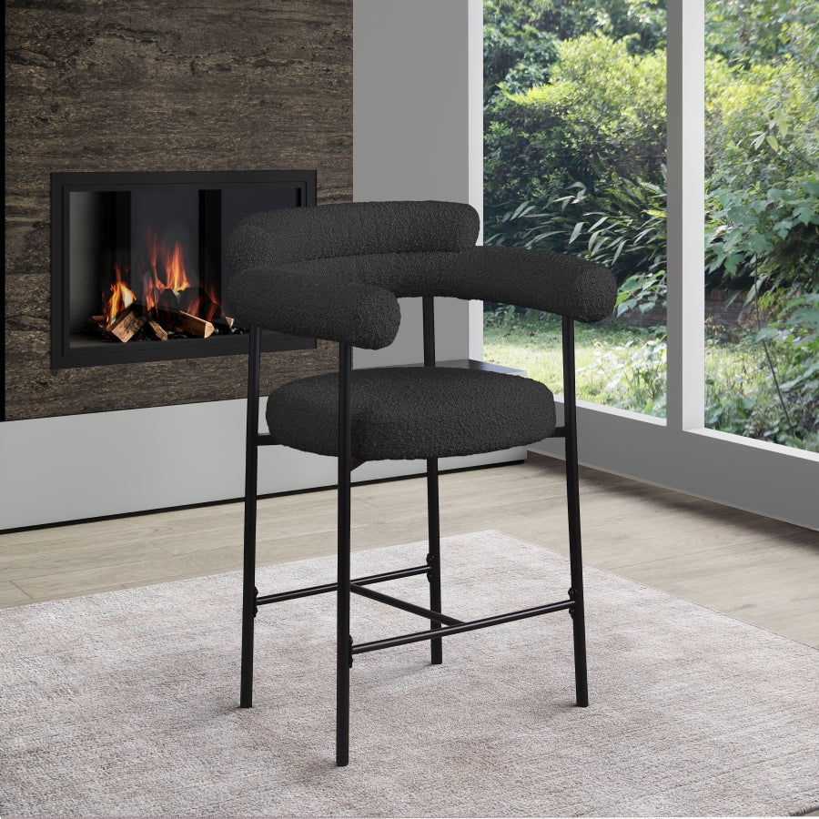 Blake Boucle Fabric Upholstered Counter Stool — 986-C - Black - 986Black-C alternate view 1