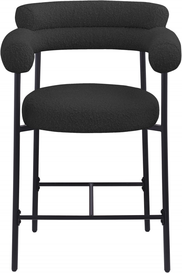 Blake Boucle Fabric Upholstered Counter Stool — 986-C - Black - 986Black-C alternate view 4