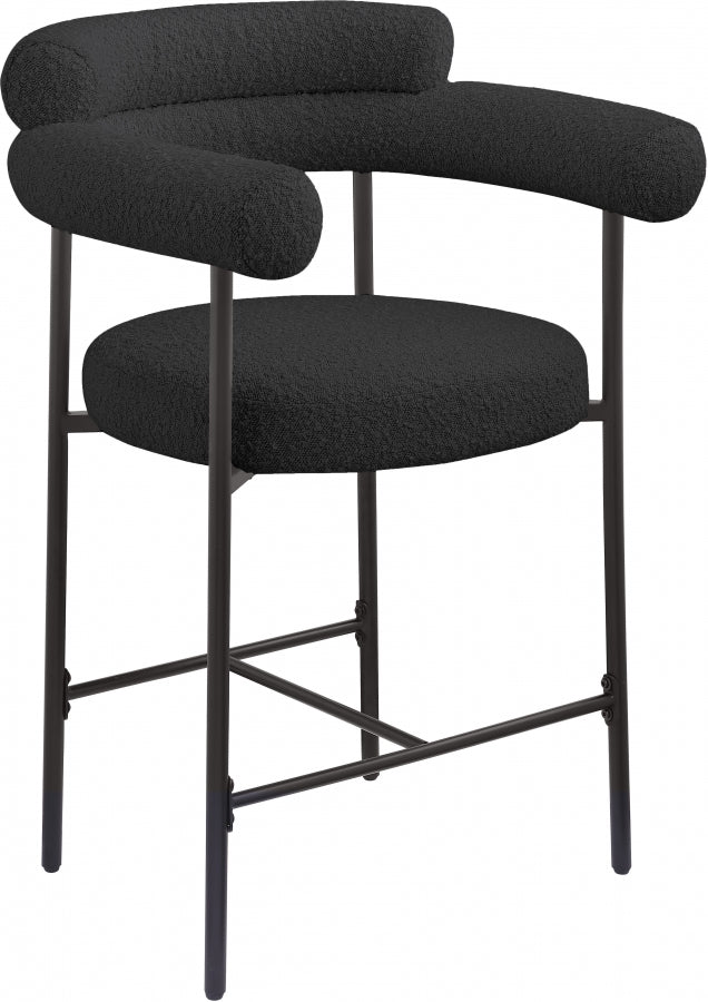 Blake Boucle Fabric Upholstered Counter Stool — 986-C - Black - 986Black-C