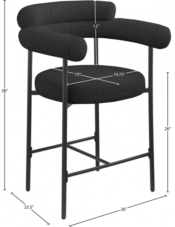 Blake Boucle Fabric Upholstered Counter Stool — 986-C - Black - 986Black-C Dim