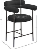 Blake Boucle Fabric Upholstered Counter Stool — 986-C - Black - 986Black-C Dim