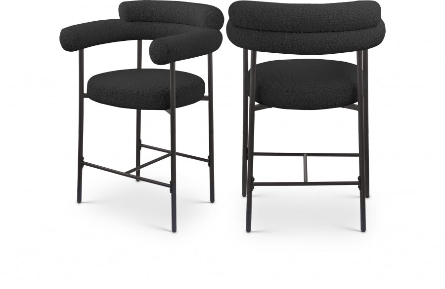 Blake Boucle Fabric Upholstered Counter Stool — 986-C - Black - 986Black-C Double Chair
