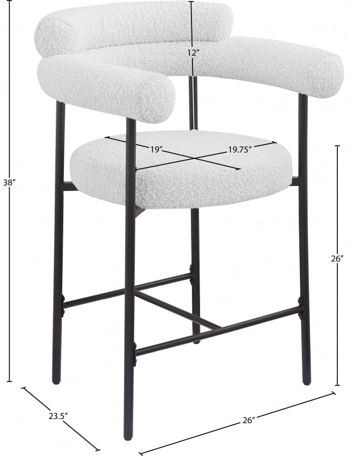 Blake Boucle Fabric Upholstered Counter Stool — 986-C - Cream - 986Cream-C Dim