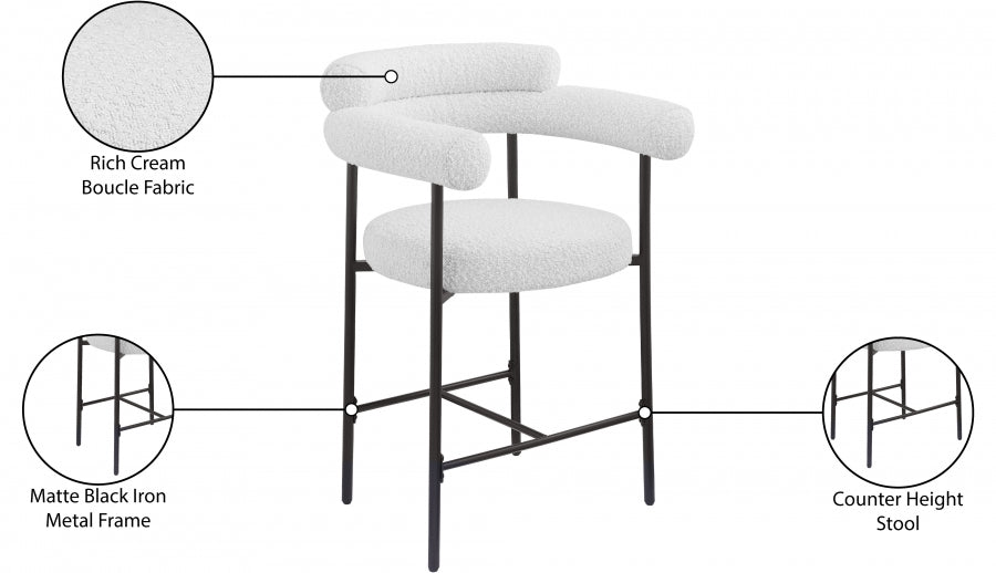 Blake Boucle Fabric Upholstered Counter Stool — 986-C - Cream - 986Cream-C Infographic