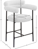Blake Boucle Fabric Upholstered Counter Stool — 986-C - Cream - 986Cream-C Dim