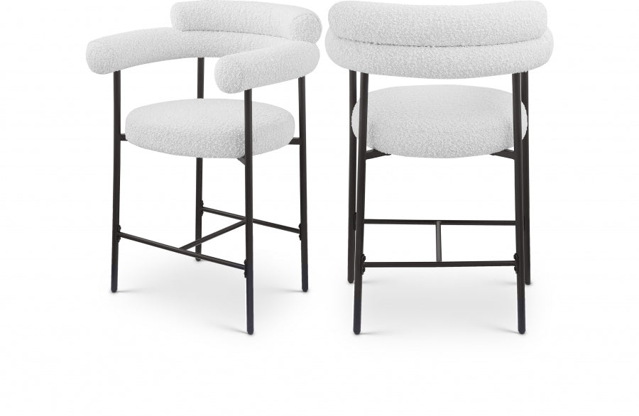 Blake Boucle Fabric Upholstered Counter Stool — 986-C - Cream - 986Cream-C Double Chair