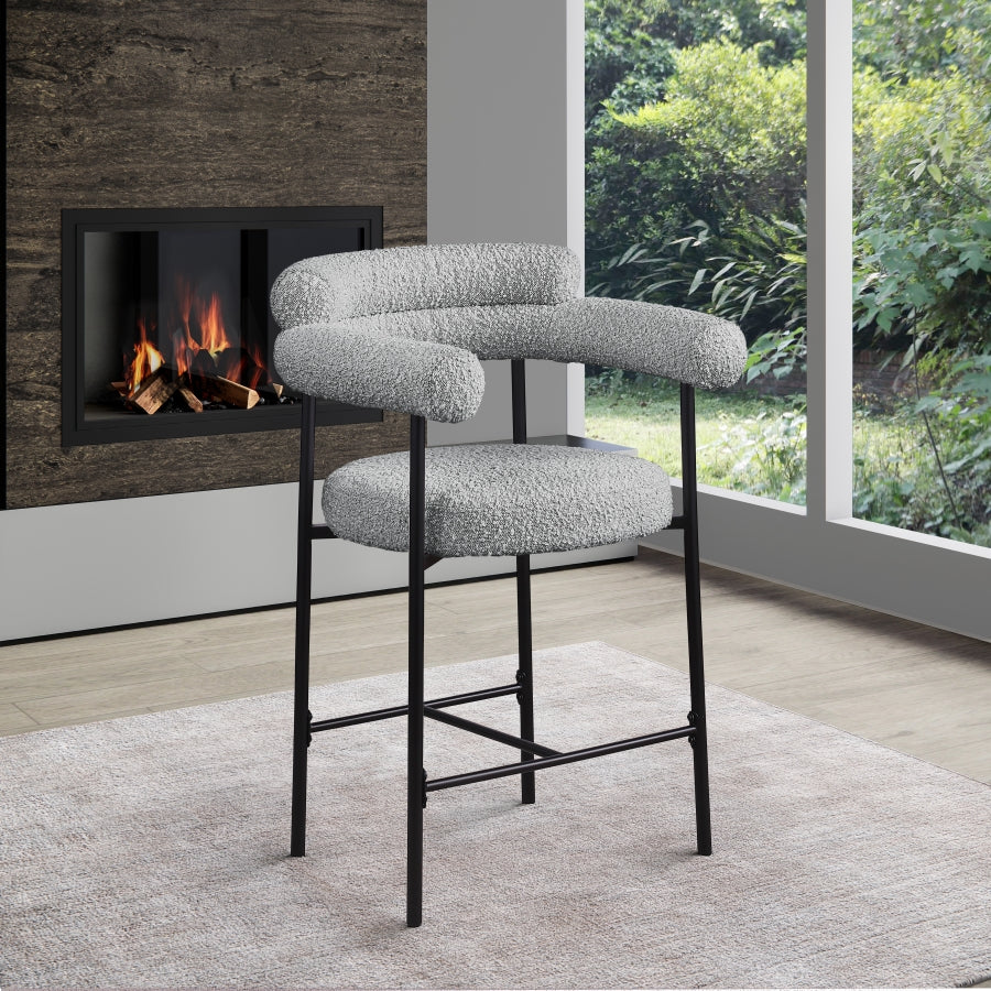 Blake Boucle Fabric Upholstered Counter Stool — 986-C - Grey - 986Grey-C alternate view 1