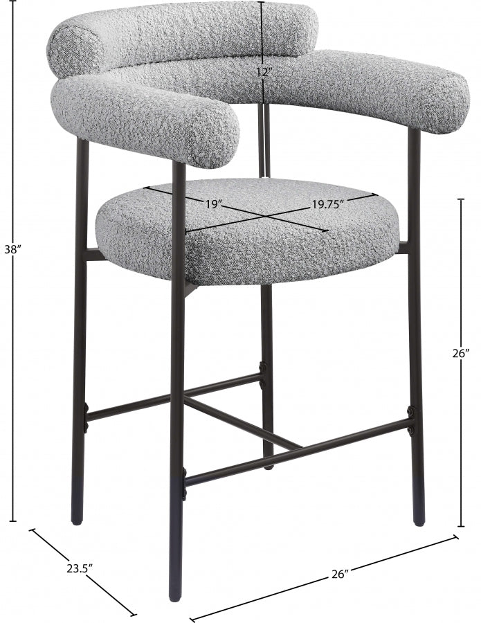 Blake Boucle Fabric Upholstered Counter Stool — 986-C - Grey - 986Grey-C Dim