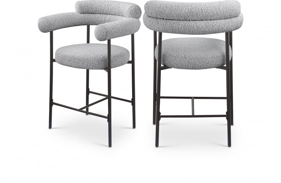 Blake Boucle Fabric Upholstered Counter Stool — 986-C - Grey - 986Grey-C Double Chair