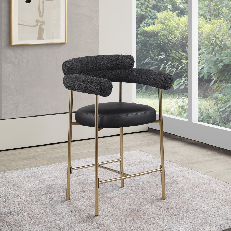 Blake Vegan Leather And Boucle Fabric Upholstered Counter Stool — 994-C - Black - 994Black-C alternate view 1