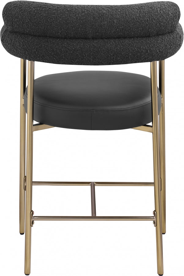 Blake Vegan Leather And Boucle Fabric Upholstered Counter Stool — 994-C - Black - 994Black-C alternate view 2