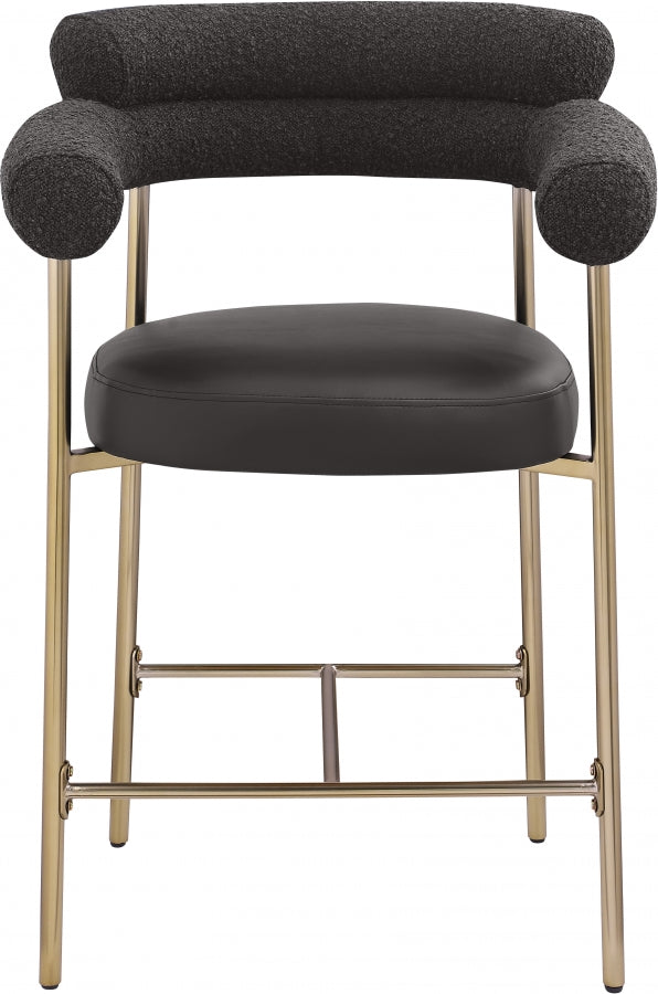 Blake Vegan Leather And Boucle Fabric Upholstered Counter Stool — 994-C - Black - 994Black-C alternate view 4
