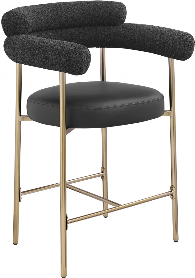 Blake Vegan Leather And Boucle Fabric Upholstered Counter Stool — 994-C - Black - 994Black-C