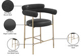 Blake Vegan Leather And Boucle Fabric Upholstered Counter Stool — 994-C - Black - 994Black-C Infographic