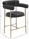 Blake Vegan Leather And Boucle Fabric Upholstered Counter Stool — 994-C - Black - 994Black-C Dim