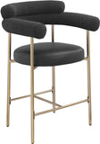 Blake Vegan Leather And Boucle Fabric Upholstered Counter Stool — 994-C - Black - 994Black-C