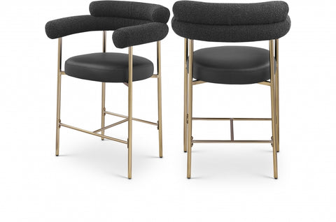Blake Vegan Leather And Boucle Fabric Upholstered Counter Stool — 994-C (Set of 2)
