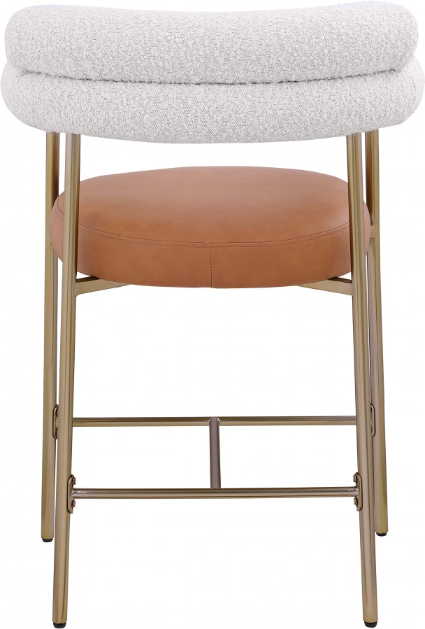Blake Vegan Leather And Boucle Fabric Upholstered Counter Stool — 994-C - Cognac - 994Cognac-C alternate view 2