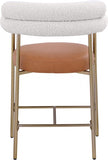 Blake Vegan Leather And Boucle Fabric Upholstered Counter Stool — 994-C - Cognac - 994Cognac-C alternate view 2