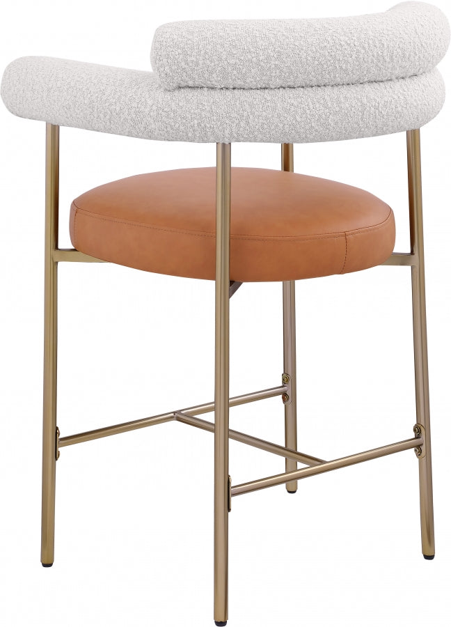 Blake Vegan Leather And Boucle Fabric Upholstered Counter Stool — 994-C - Cognac - 994Cognac-C alternate view 3
