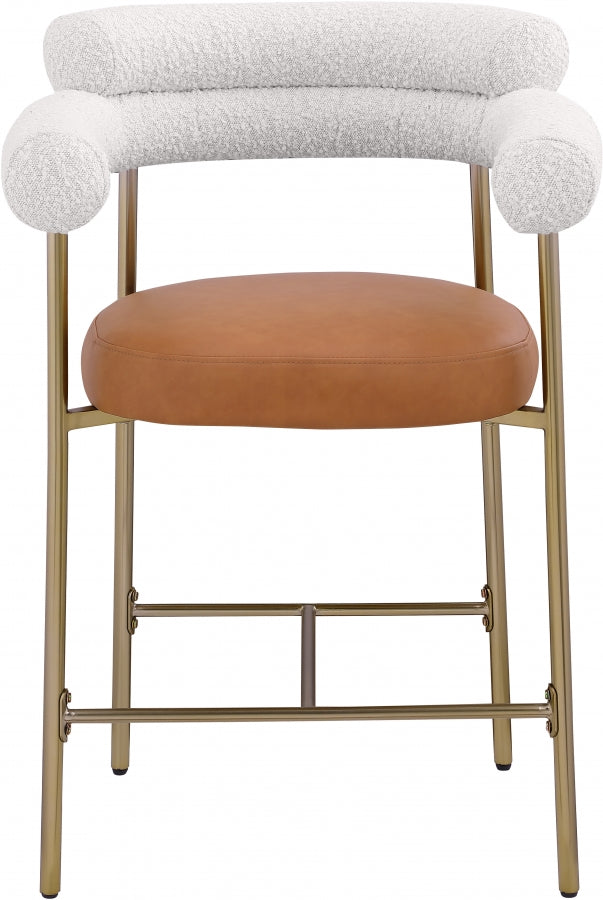 Blake Vegan Leather And Boucle Fabric Upholstered Counter Stool — 994-C - Cognac - 994Cognac-C alternate view 4