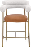 Blake Vegan Leather And Boucle Fabric Upholstered Counter Stool — 994-C - Cognac - 994Cognac-C alternate view 4