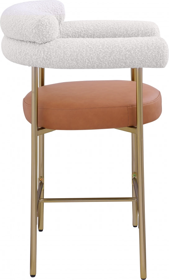 Blake Vegan Leather And Boucle Fabric Upholstered Counter Stool — 994-C - Cognac - 994Cognac-C alternate view 5