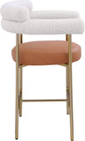 Blake Vegan Leather And Boucle Fabric Upholstered Counter Stool — 994-C - Cognac - 994Cognac-C alternate view 5