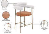 Blake Vegan Leather And Boucle Fabric Upholstered Counter Stool — 994-C - Cognac - 994Cognac-C Infographic