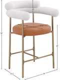 Blake Vegan Leather And Boucle Fabric Upholstered Counter Stool — 994-C - Cognac - 994Cognac-C Dim