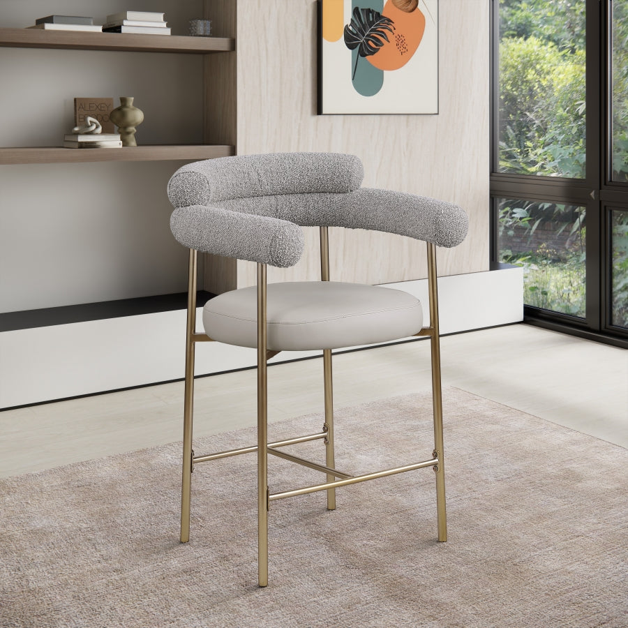 Blake Vegan Leather And Boucle Fabric Upholstered Counter Stool — 994-C - Taupe - 994Taupe-C alternate view 1