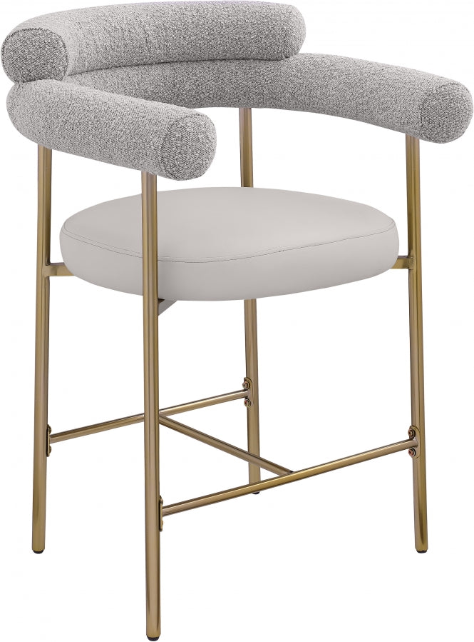 Blake Vegan Leather And Boucle Fabric Upholstered Counter Stool — 994-C - Taupe - 994Taupe-C