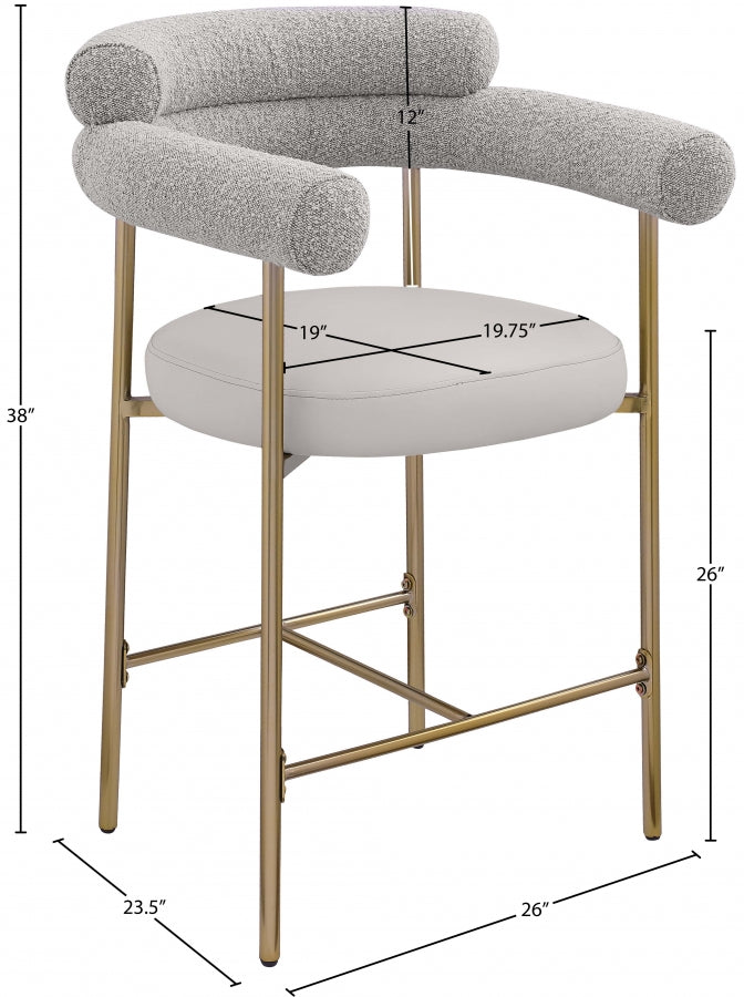 Blake Vegan Leather And Boucle Fabric Upholstered Counter Stool — 994-C - Taupe - 994Taupe-C Dim