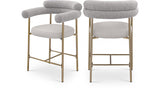 Blake Vegan Leather And Boucle Fabric Upholstered Counter Stool — 994-C - Taupe - 994Taupe-C Double Chair