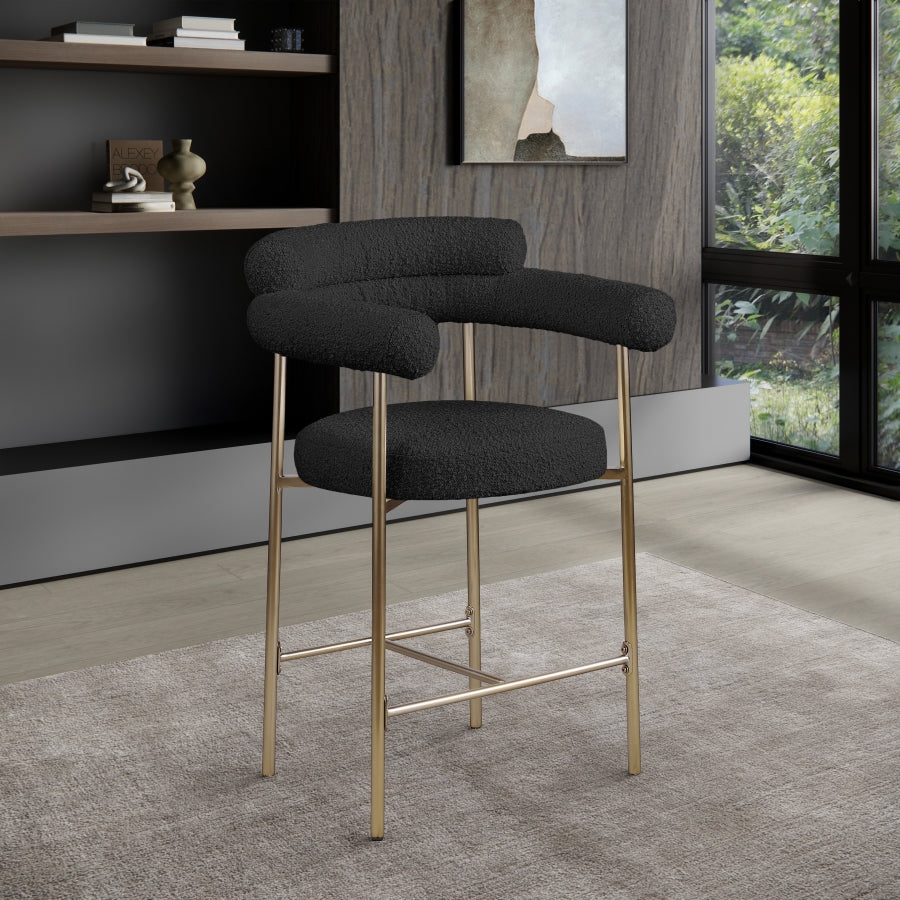 Blake Boucle Fabric Upholstered Counter Stool — 993-C - Black - 993Black-C alternate view 1