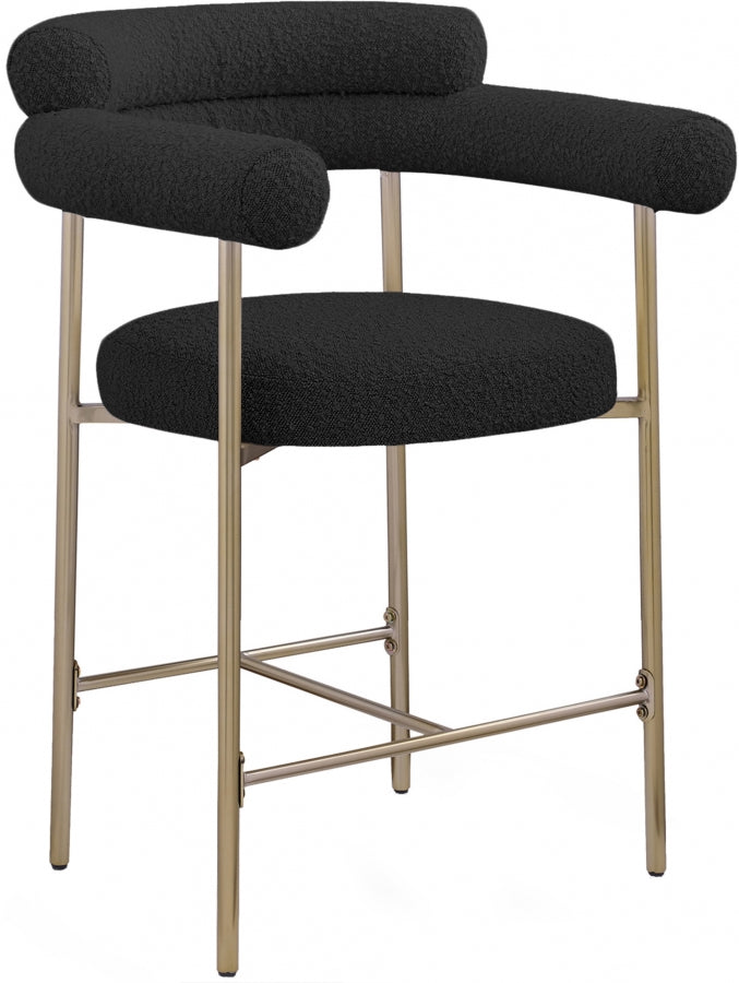 Blake Boucle Fabric Upholstered Counter Stool — 993-C - Black - 993Black-C